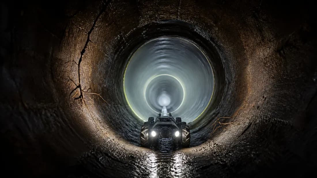 Interior sewer camera view used to assess pipe condition